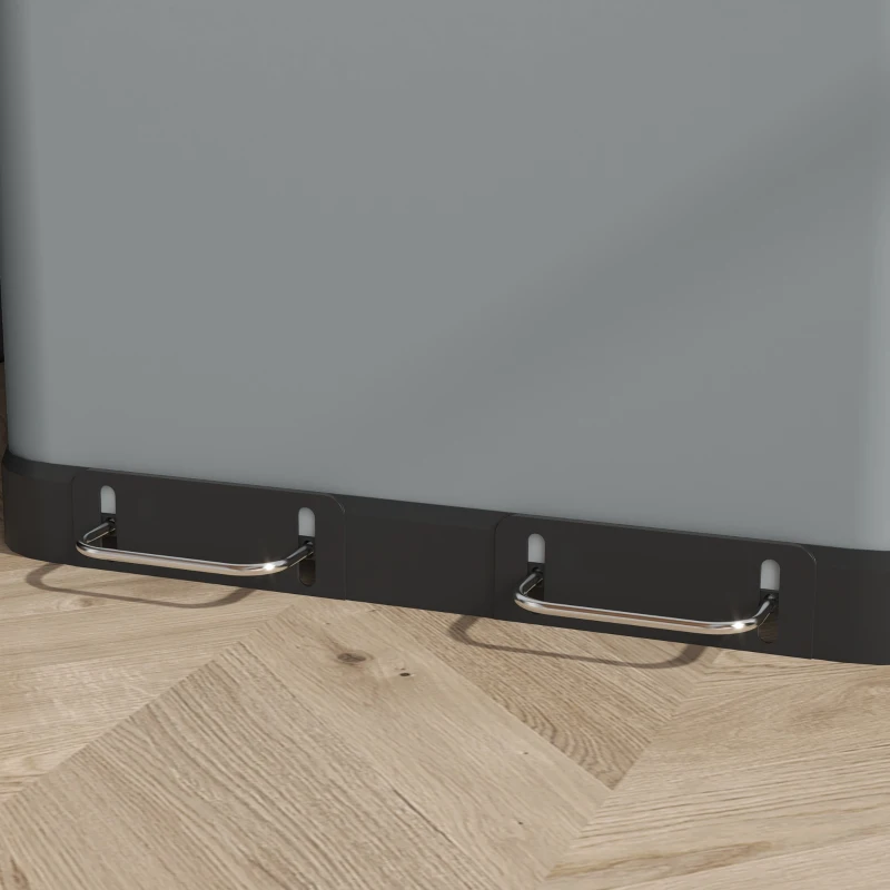 HOMCOM Dubbele Sector Prullenbak, 2 x 30L, Vingerafdrukbestendig, Pedaal, Uitneembare Binnenemmers, Grijs