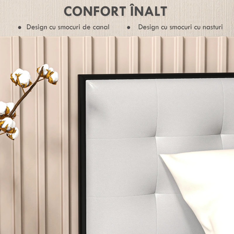 HOMCOM Tablie Tapițată pentru Dormitor cu Țesătură din Tehnologie, Tablie de Pat Montată pe Perete, 180x8x56 cm, Gri Deschis