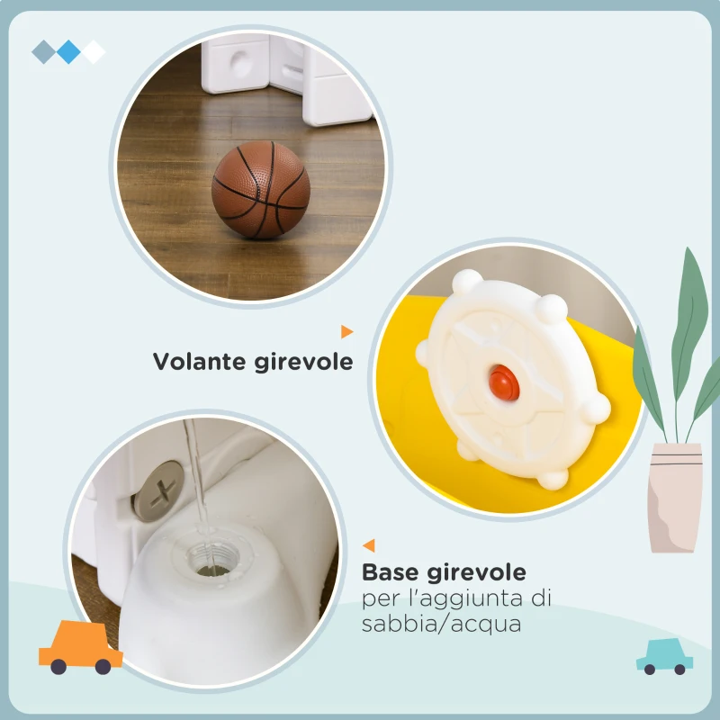 AIYAPLAY Gioco per Bambini 8 in 1 con 2 Scivoli e Altalena Età 1-3 Anni, Scaletta e Canestro, Giallo