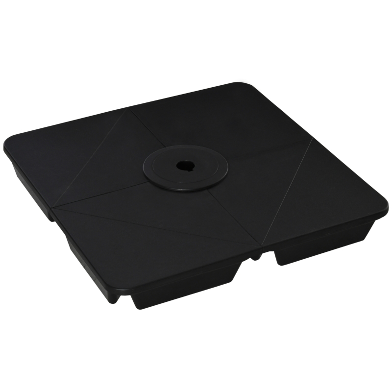 Outsunny Pied de parasol carré poids de supports pour parasol avec 4 plaques PP - A remplir d'eau ou de sable jusqu'à 80 kg - 89 x 89 x 11 cm noir