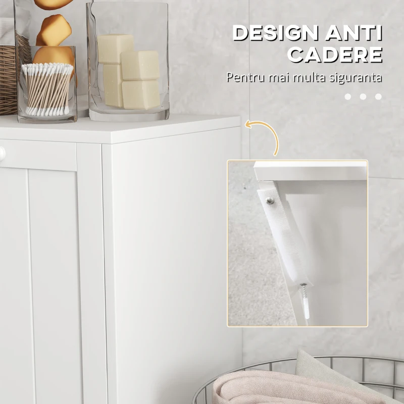 Kleankin Dulap Spalatorie – 2 Cosuri Rabatabile & Spatiu Depozitare, Alb(m-6)