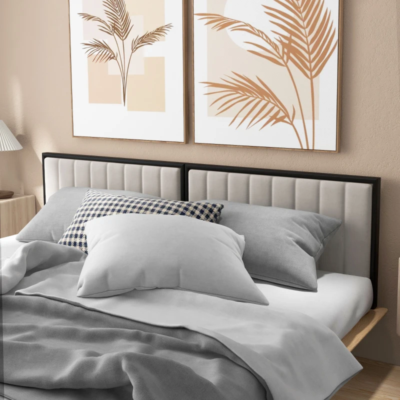 HOMCOM Tablie Tapitata cu Catifea Pentru Dormitor Crem