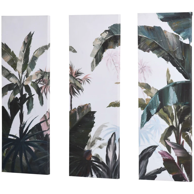 HOMCOM Tableau 3 parties sur toile triptyque - décoration murale - style jungle dim. 90L x 30l cm