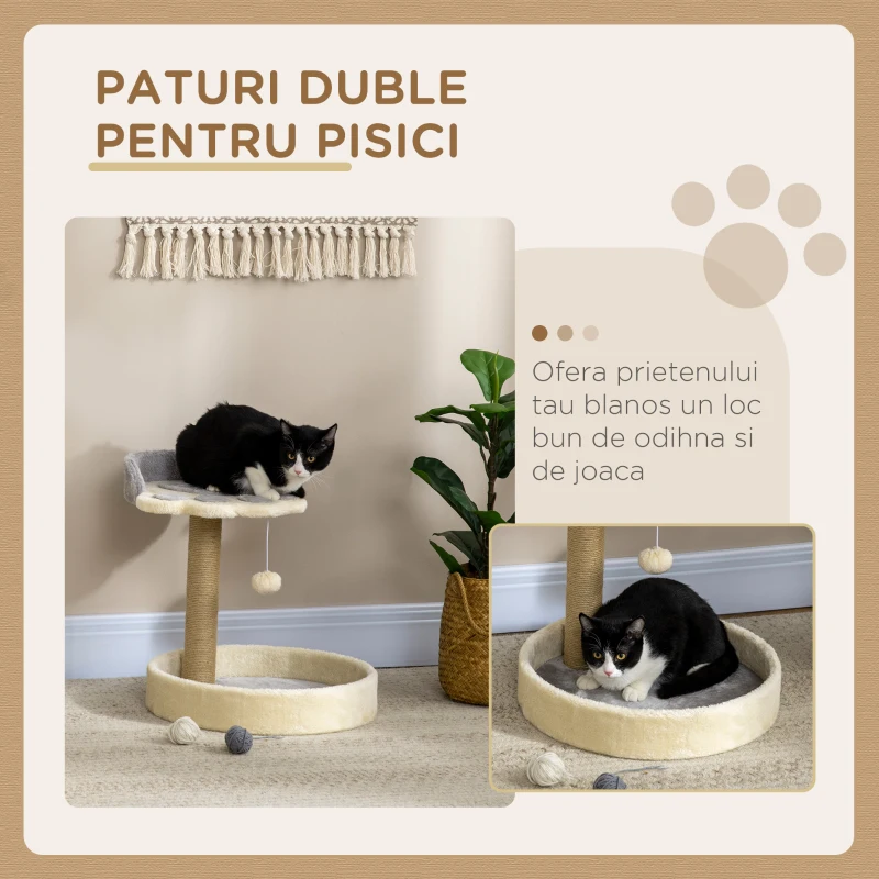 PawHut Copac de Zgariat pentru Pisici de 5kg, Gri, Bej