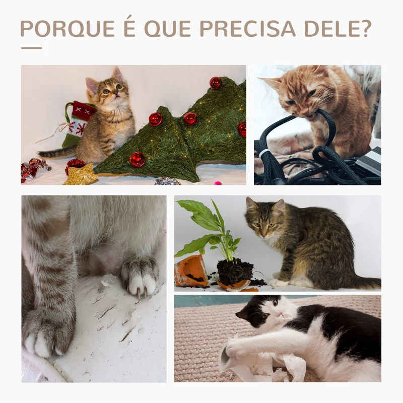 PawHut Poste Arranhador para Gatos 79 cm com Bola Suspensa e Poste de Juta 59,5x39x79 cm Cinza e Bege