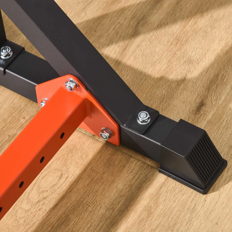 HOMCOM Stojak na sztangę, regulowany 77-122 cm, do 150 kg, antypoślizgowe gumowe stopy, stal, czerwony+czarny