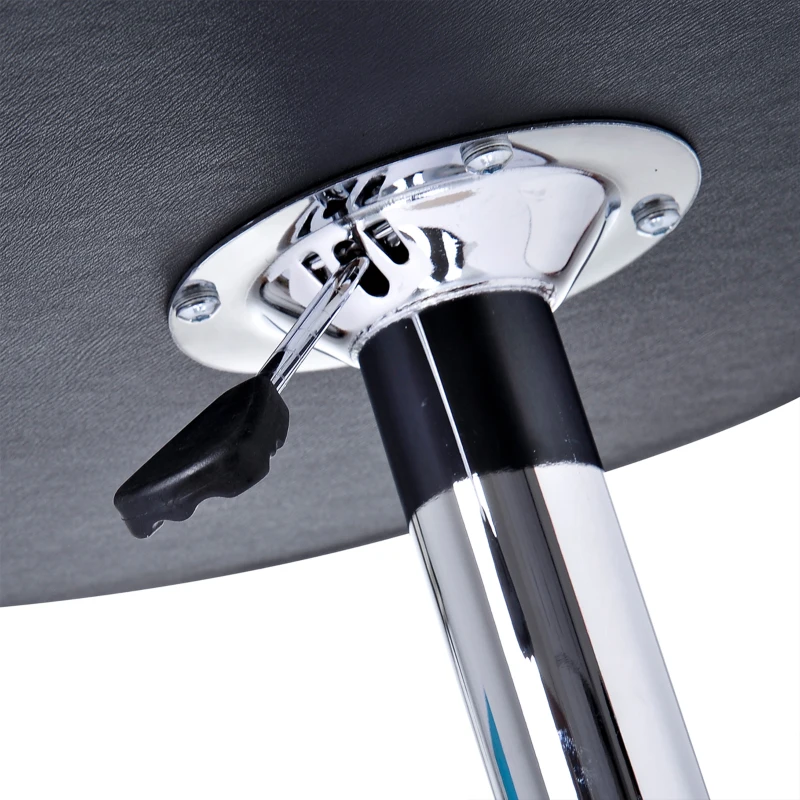 HOMCOM Verstelbare Bartafel, Kunstleder, Vintage Design, Zwart + Zilver