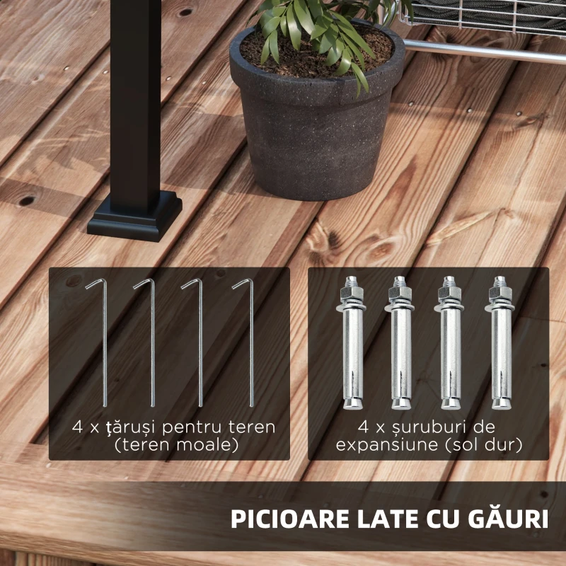 Outsunny Pergola Inclinata cu Acoperis Retractabil