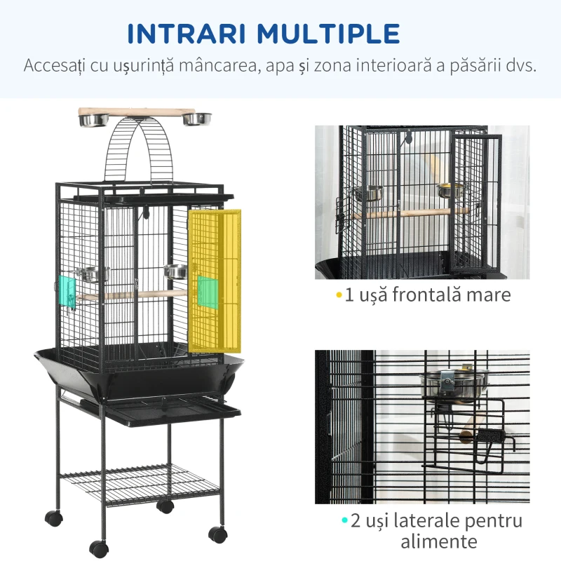 PawHut Colivie pentru Perusi cu Scara, Gri