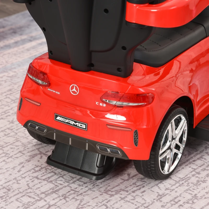 HOMCOM Carro Andador para Bebé Mercedes AMG C63 com Barreira de Segurança Buzina e Assento de Armazenamento 84x40x83 cm Vermelho