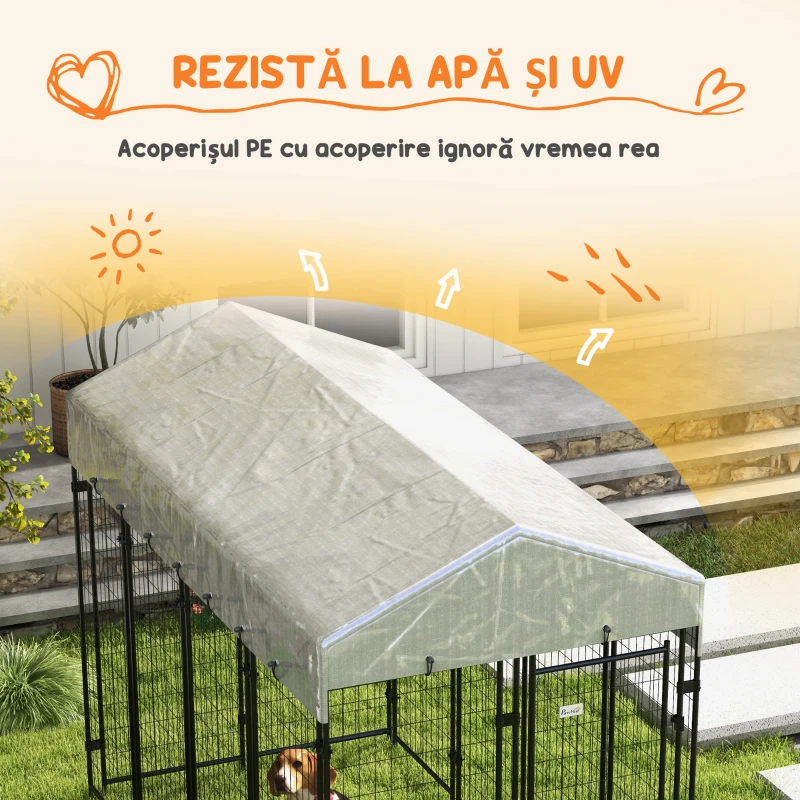 PawHut Cotet Exterior de Caini 239x121x183cm Argintiu(m-5)