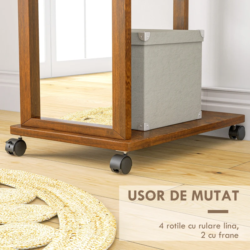 HOMCOM Oglinda De Sine Statatoare, Rulanta, Nuc