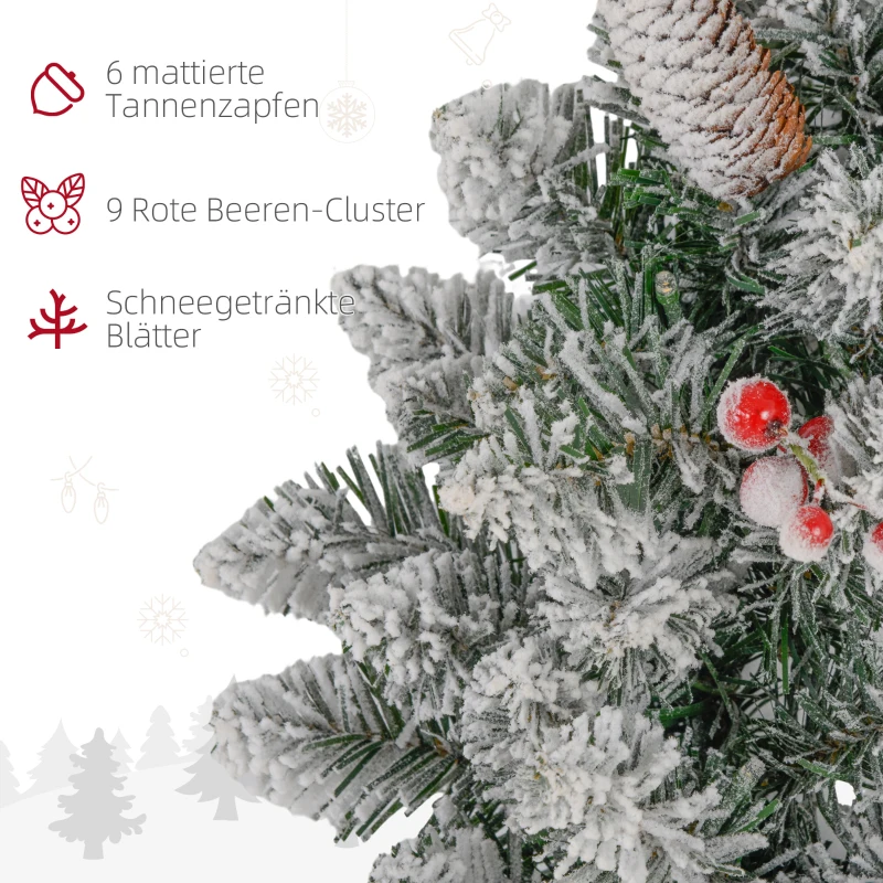 HOMCOM Kerstkrans met LED-Verlichting, Rode Bessen, Realistische Uitstraling, Ø60 x 10 cm, Groen