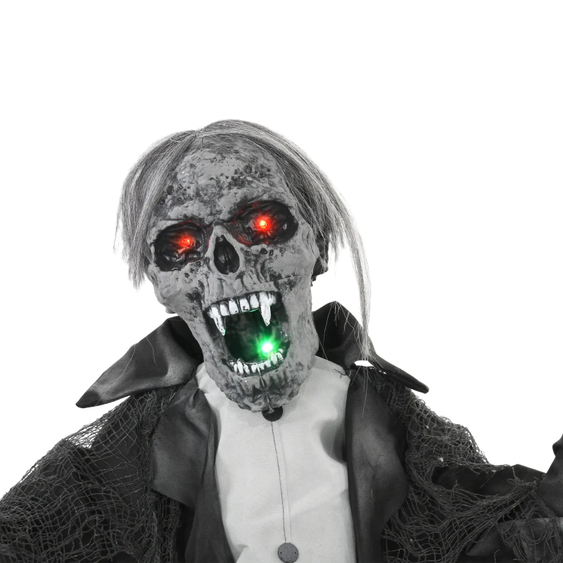 HOMCOM Dekoracja Halloween, Szkielet/Zombi, ruchomy, sensor ruchu, LEDy i dźwięki, 75 cm