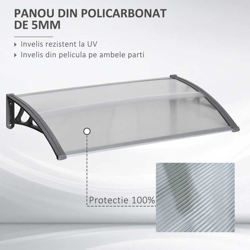 Outsunny Copertina moderna din policarbonat, 110x60x18 cm, gri(m-4)