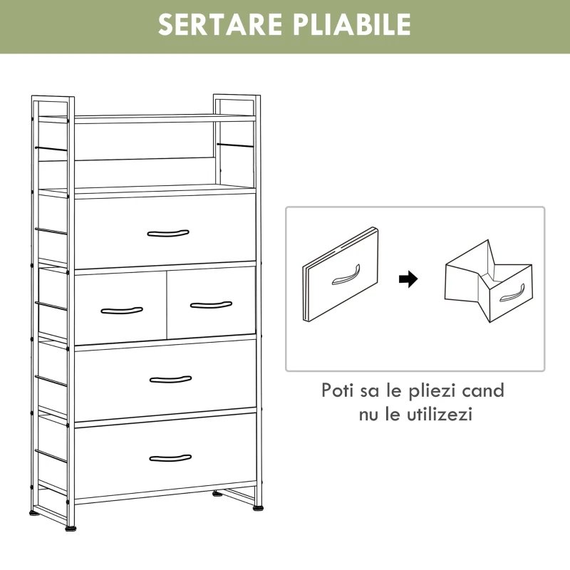 HOMCOM Comoda cu Sertare din Material Textil, Negru