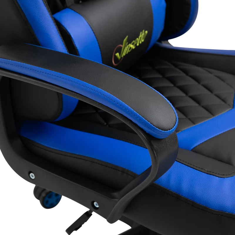 Vinsetto Cadeira Gaming Cadeira de Escritório Ergonómica com Altura Regulável Basculante Apoio de Cabeça 61x70x121-129 cm Azul