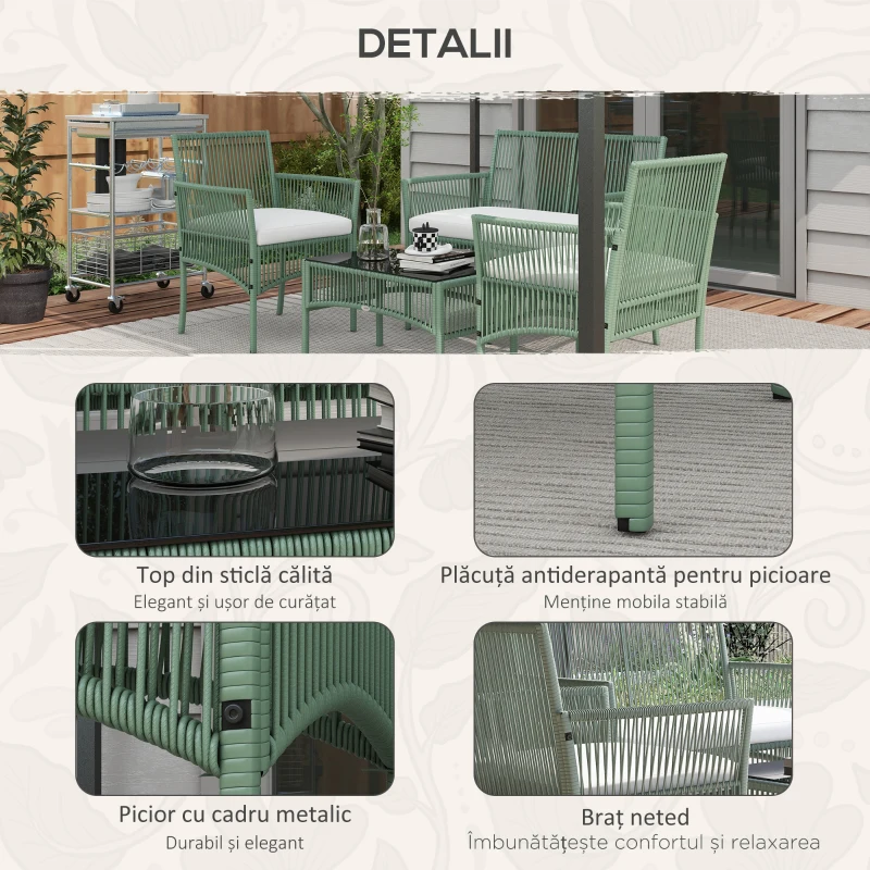 Outsunny Set de Mobilier pentru Curte, Verde inchis(m-6)