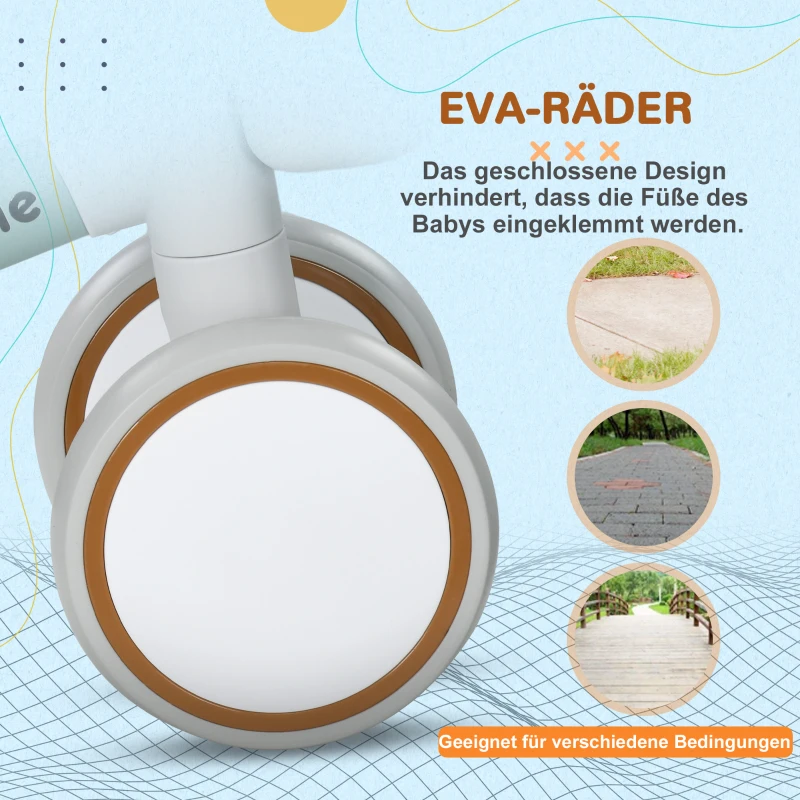 AIYAPLAY Loopfiets, verstelbare zetel, fluisterwielen, voor 1-3 jaar, tot 20 kg, Groen/Wit