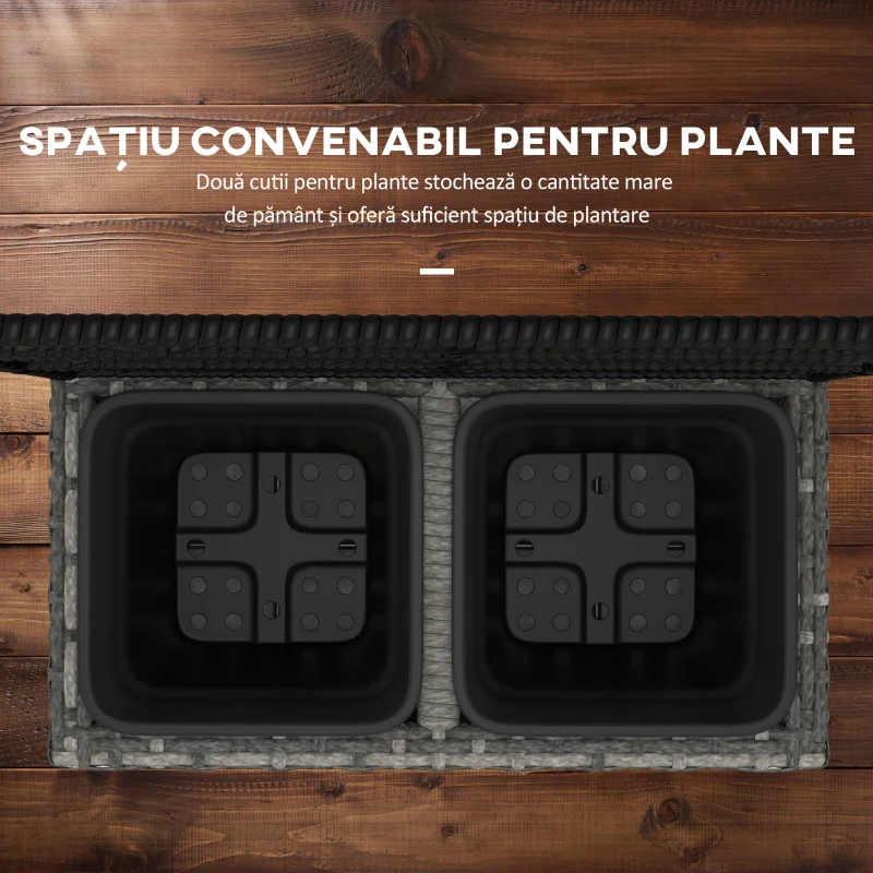 Outsunny Pat De Flori De Sine Statator Cu Doua Cutii De Plante Pentru Gradina 57x30x107cm Mixt Gri