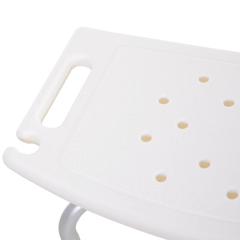 HOMCOM Taburete de Ducha Silla Baño Ortopedica 8 Posiciones Altura Regulable con Tapones de Goma Antideslizantes