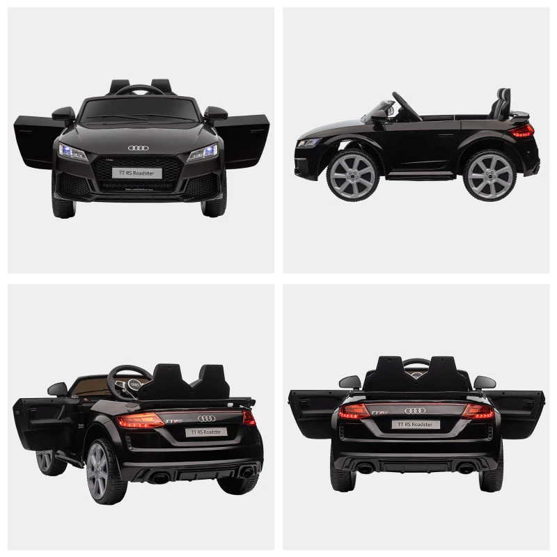 HOMCOM Kinder-Elektrische Auto, Audi TT RS Roadster, 3 km/u, Afstandsbediening, LED, USB, Zwart(m-8)