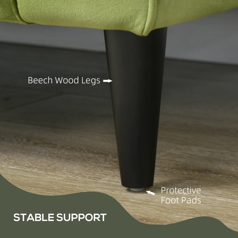 HOMCOM Canapea Dublă, Mobilă Modernă cu Butoni Capitonați, Canapea Tapițată cu 2 Locuri și 2 Perne, 172x75x82 cm, Verde