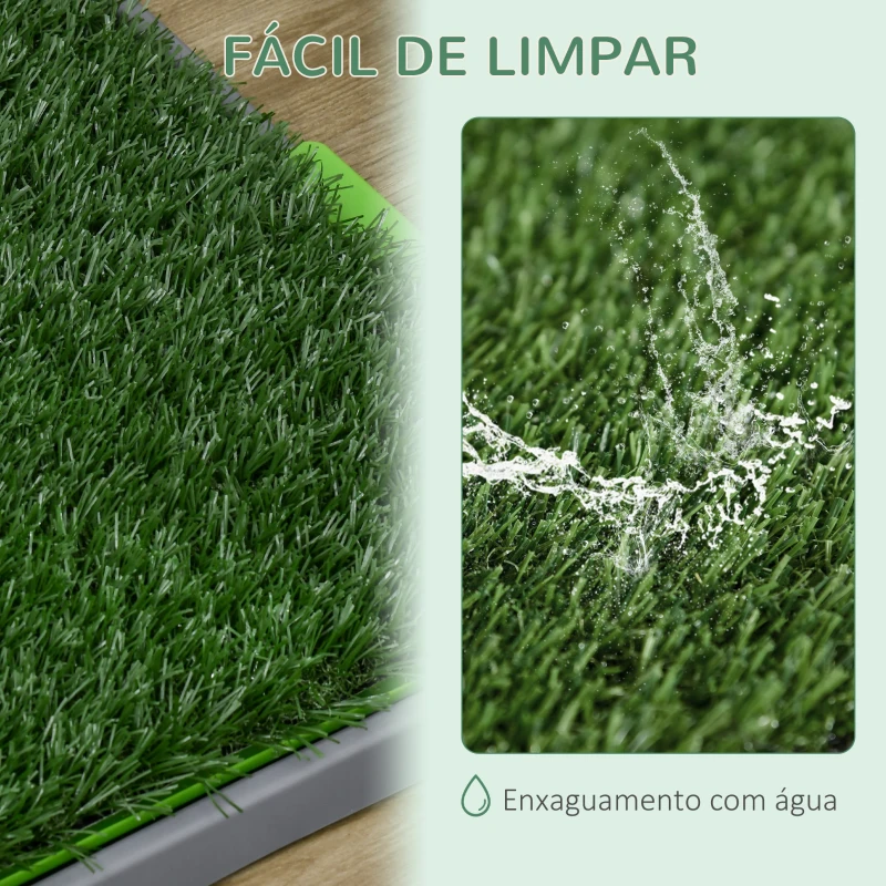 PawHut Resguardo de Treino para Cães com 2 Relvas Artificiais e Bandeja para Treino de Filhotes 67x41x3,5 cm Verde
