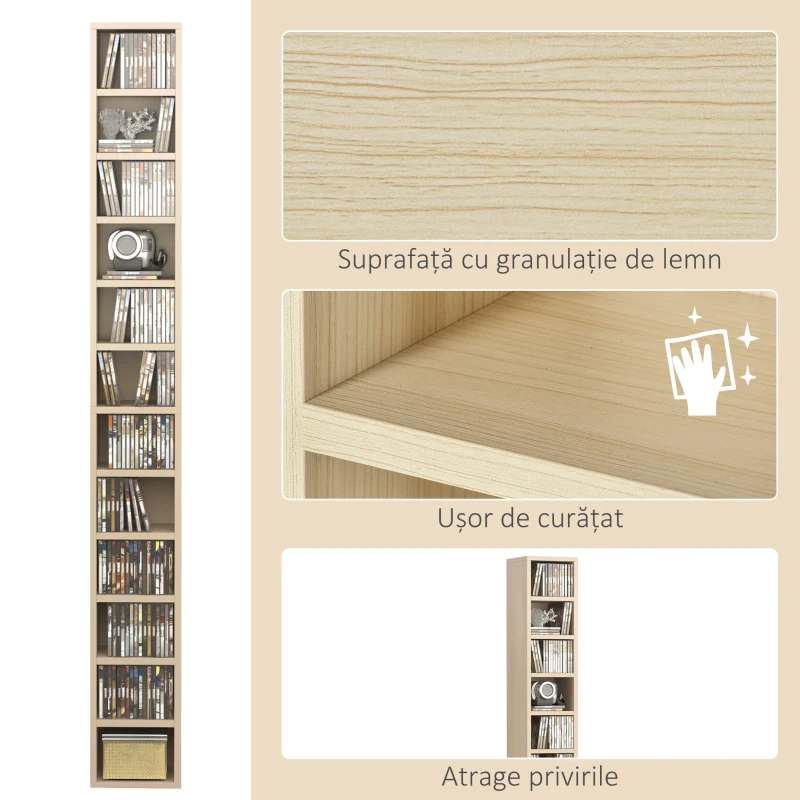 HOMCOM Dulap Biblioteca Suport CD-uri cu 12 Rafturi