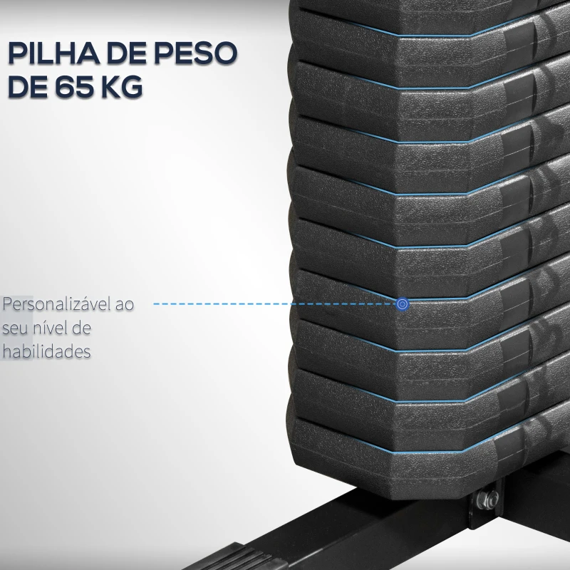 HOMCOM Máquina Multi Estação Máquina de Musculação com Placas de Peso de 65 kg para Treino de Corpo e Força 135x103x210 cm Preto