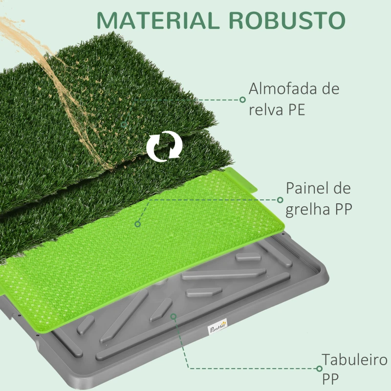 PawHut Resguardo de Treino para Cães com 2 Relvas Artificiais e Bandeja para Treino de Filhotes 67x41x3,5 cm Verde