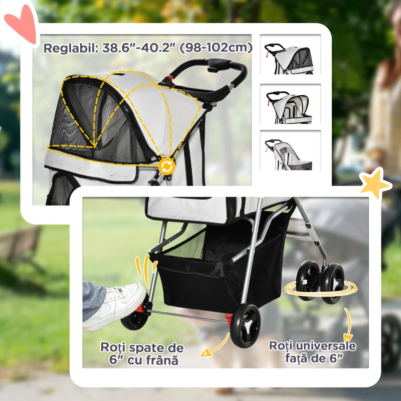 PawHut Carucior pentru Caini Talie Mini 75x46x94cm Rosu |Aosom RO