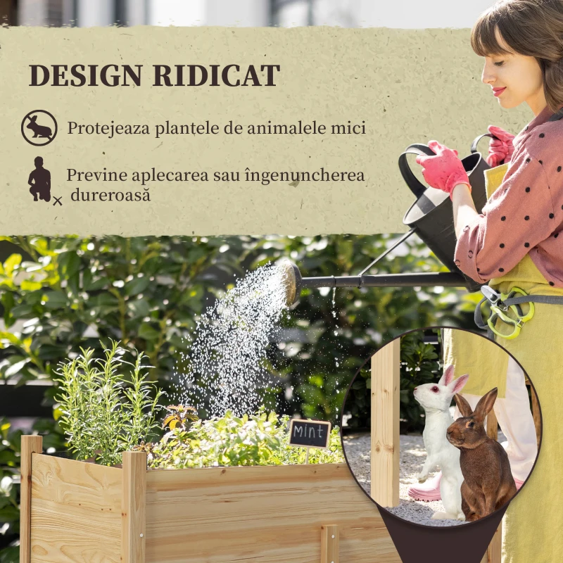 Outsunny Pat De Gradina Din Lemn, Orificii De Scurgere