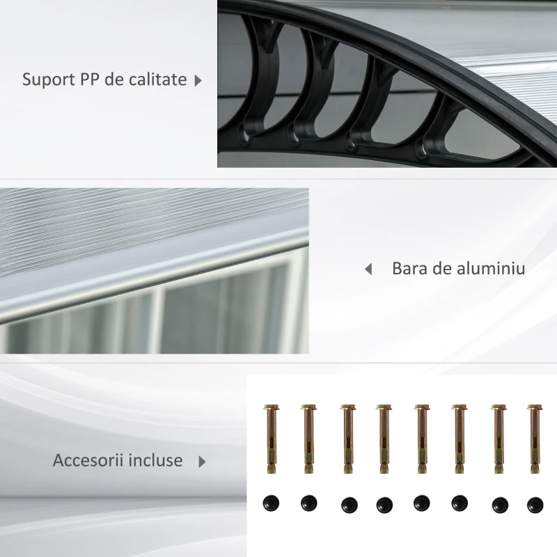 Outsunny Copertina Exterior – Policarbonat & Aluminiu pentru Usi & Ferestre