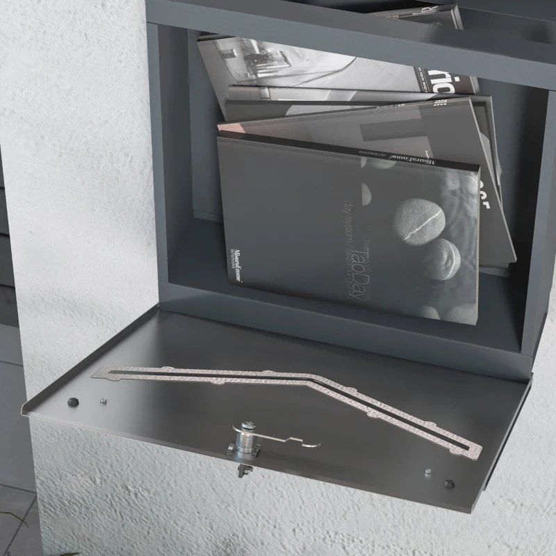 HOMCOM Cutie Postala de Perete cu 2 Chei, Gri Antracit