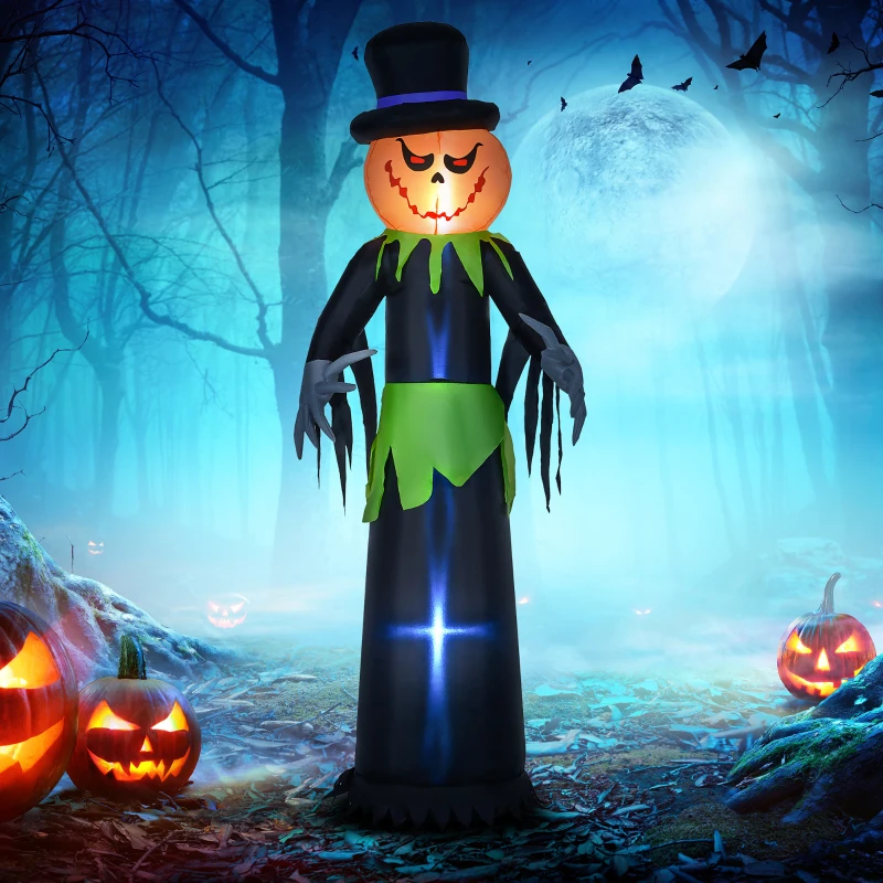 Outsunny 8ft Light-Up Pumpkin Man Halloween Decoration