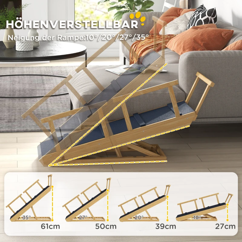 PawHut Hondenloopplank, verstelbaar, inklapbaar, met hekjes, voor honden tot 40kg, houten frame, 85 x 40 x 78,5 cm, Zwart