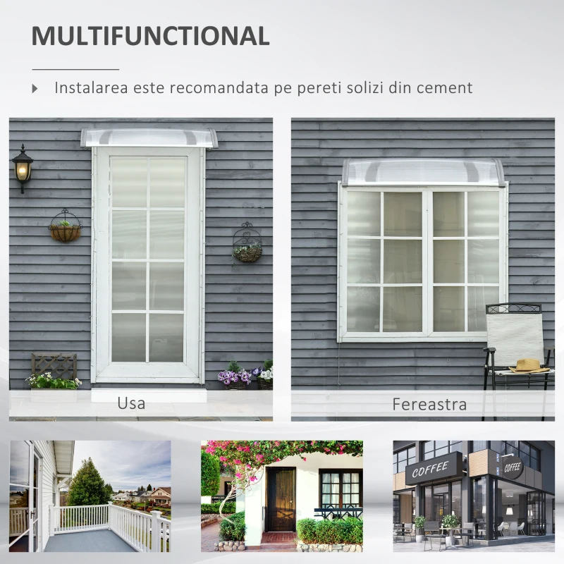 Outsunny Copertina moderna din policarbonat, 110x60x18 cm, gri(m-6)