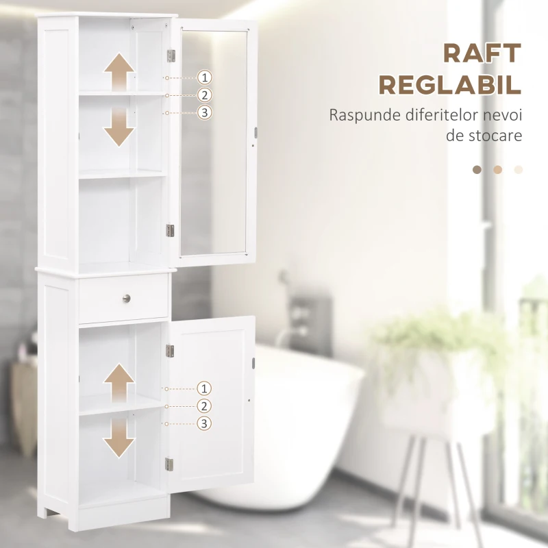 Kleankin Dulap Depozitare Alb – Usi & Rafturi, Baie / Bucatarie / Birou
