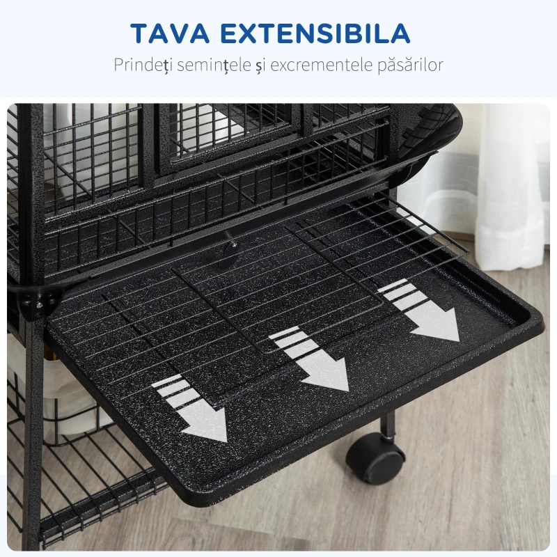 PawHut Colivie pentru Perusi cu Scara, Gri