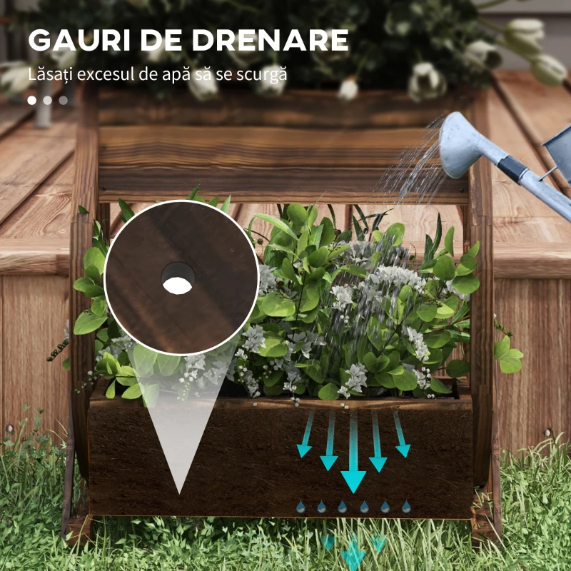 Outsunny Pat de Gradina Inaltat pe 2 Niveluri din Lemn