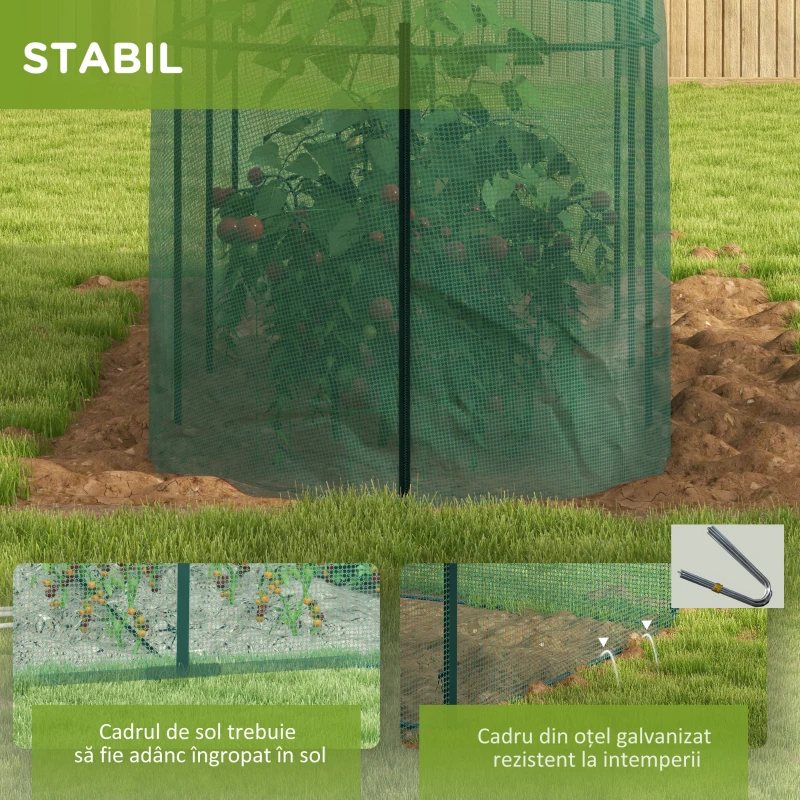 Outsunny Cort De Protectie A Plantelor, Cu Usa Cu Fermoar Si Tarusi De Pamant, Pentru Gradina, Curte, Gazon, Verde