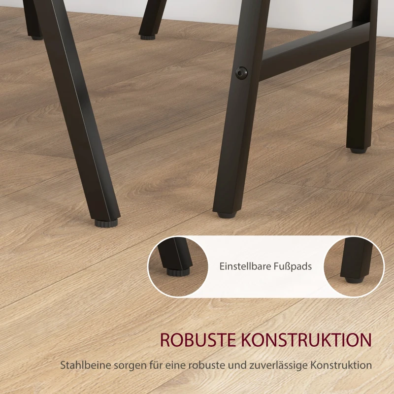 HOMCOM 5-delige Bargarnituur, Tafel en 4 Stoelen, Knoopafwerking, Dikke Bekleding, Linnenlook, Donkergrijs(m-6)