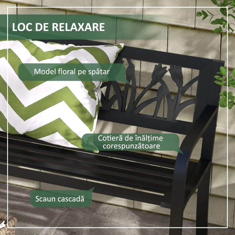 Outsunny Scaun Dublu de Camping cu Spatar, Negru