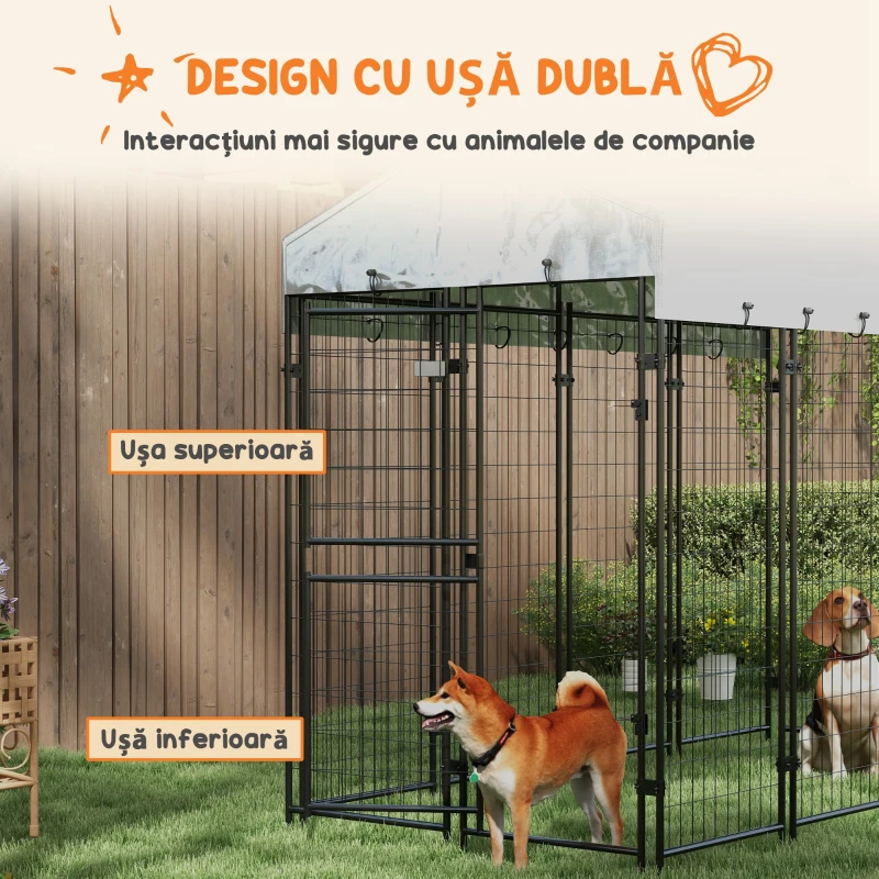 PawHut Cotet Exterior de Caini 239x121x183cm Argintiu(m-6)