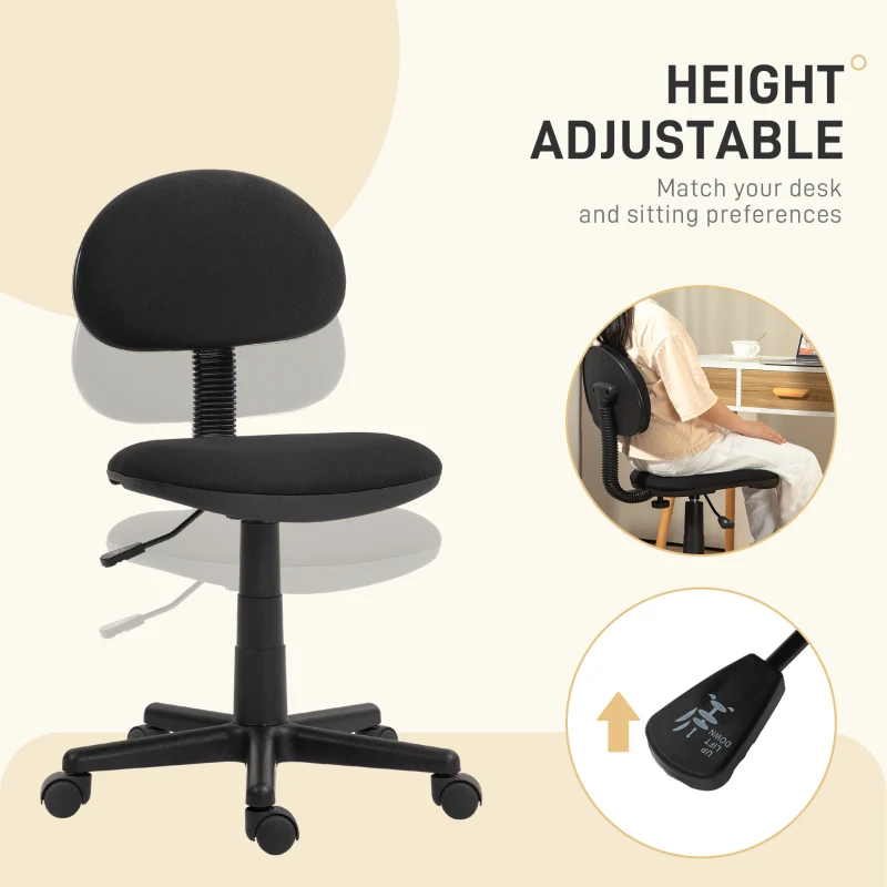 HOMCOM Small Armless Office Chair - Black