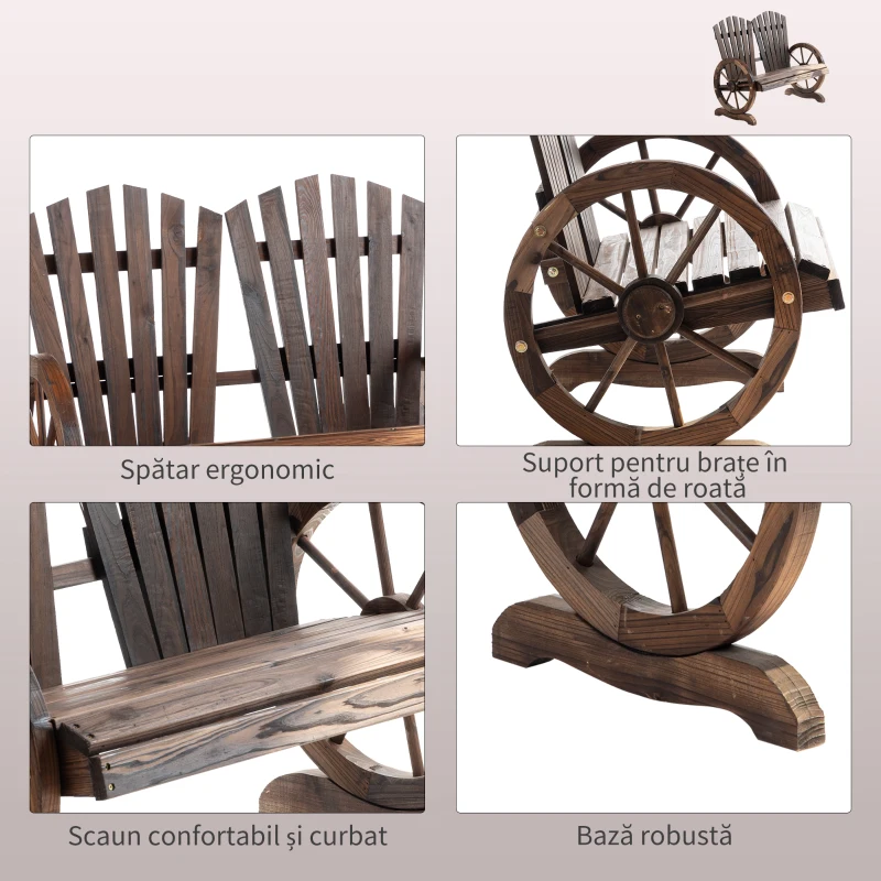 Outsunny Banca din lemn pentru gradina, 108x66x95cm, culoare lemn