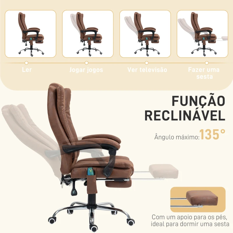 Vinsetto Cadeira de Massagem com 6 Pontos de Massagem com Função de Aquecimento Apoio para Pés e comando à distância Marrom