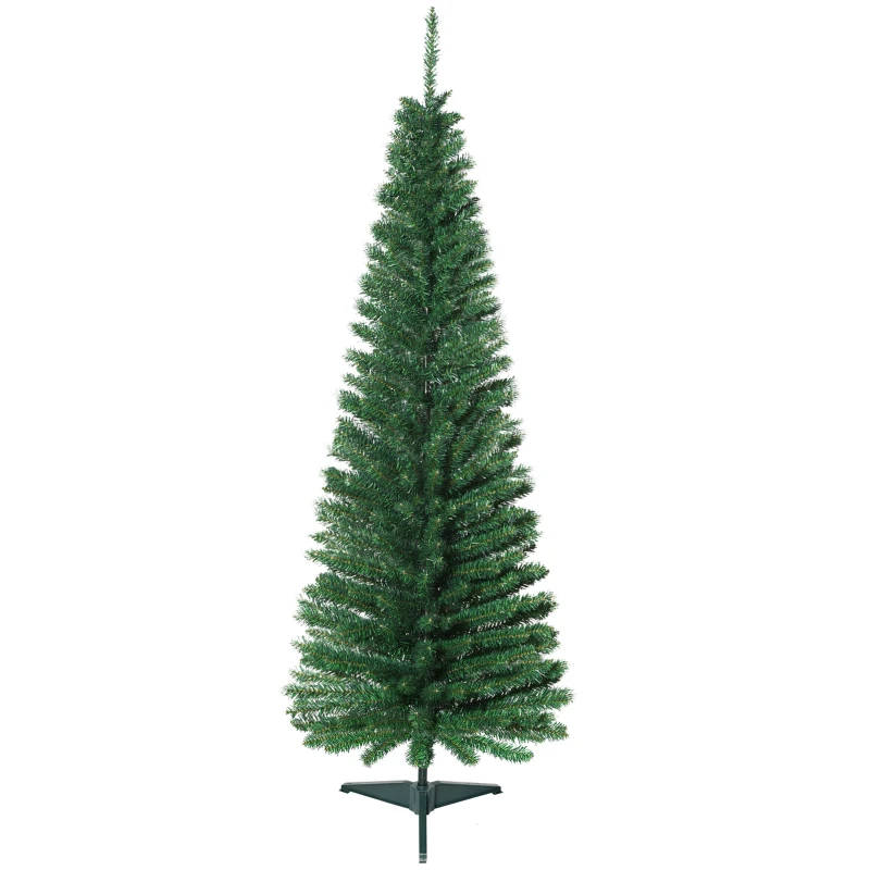HOMCOM Albero di Natale Artificiale Slim 150cm con Supporto in Metallo 294 Rami