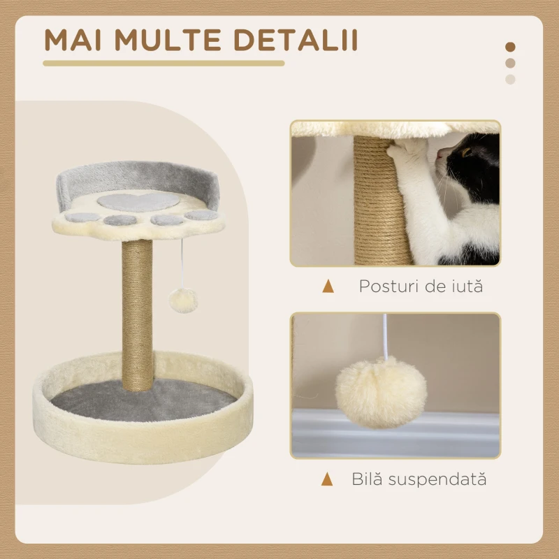 PawHut Copac de Zgariat pentru Pisici de 5kg, Gri, Bej